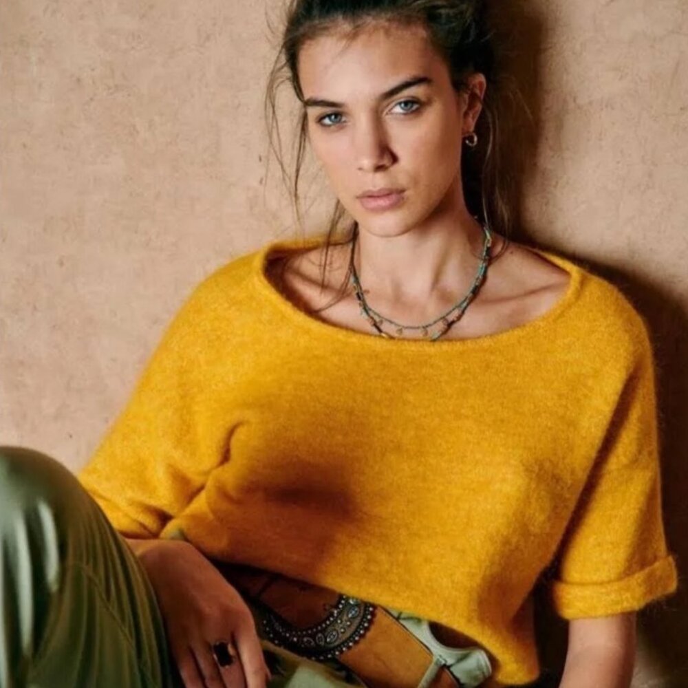 Sezane Paco Mohair Sweater Jumper, Sunflower Yellow, S